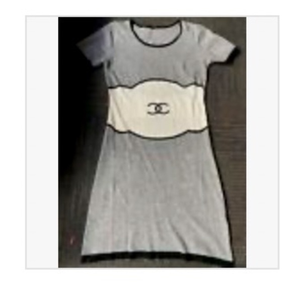 Chanel  Short Sleeve Cashmere  Dress Authentic Black Grey 38 6 S - Picture 1 of 1